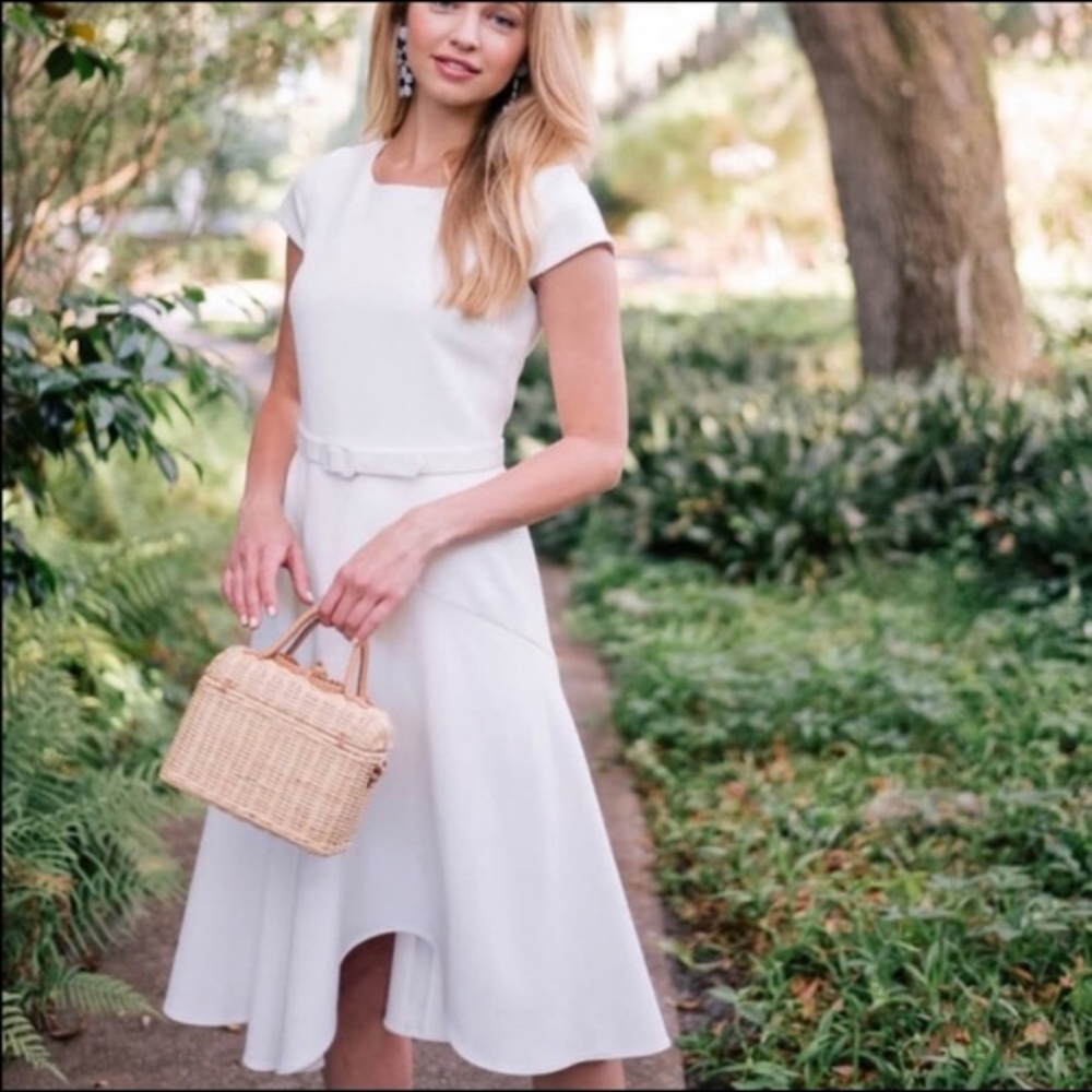 Gal Meets Glam cream dress Cecelia asymmetrical